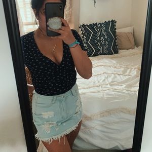 High waisted jean shirt